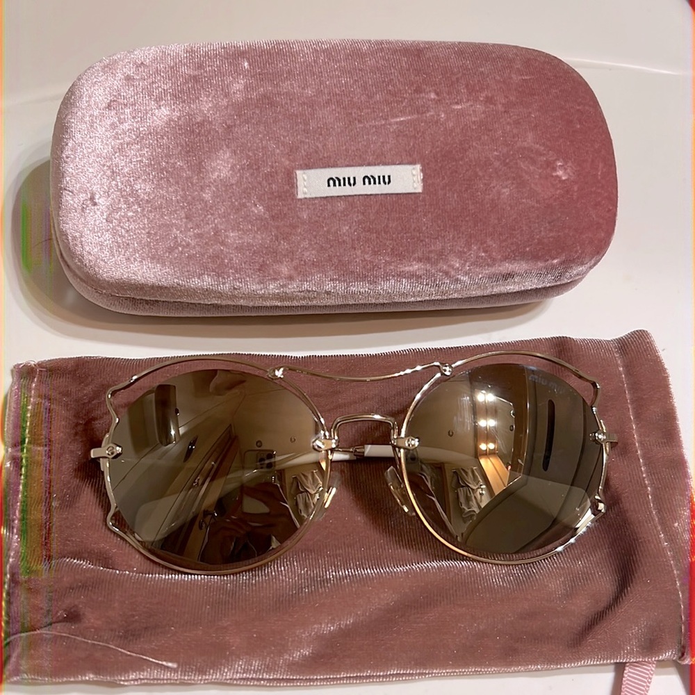 Miu Miu Women’s Gold Mirror Sunglasses. Brand New. Never used.